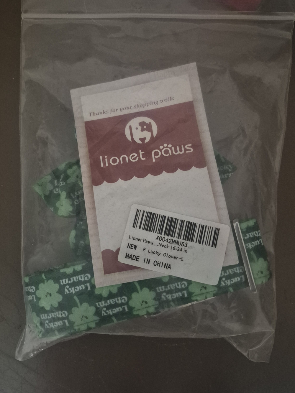 New Lionet Paws St Patrick's Day green Lucky Clover Collar with bow.